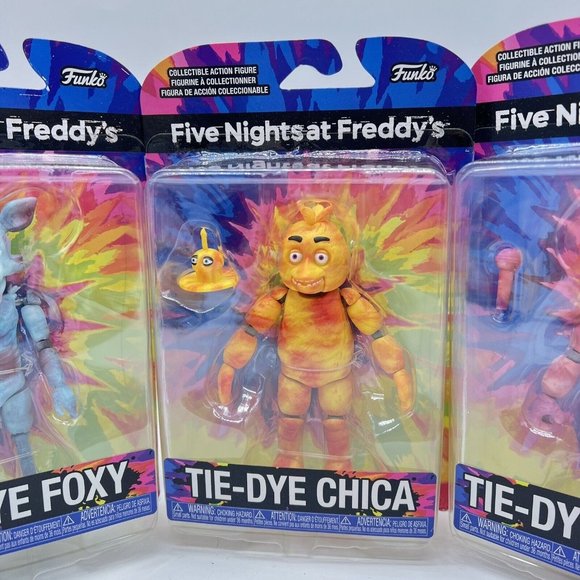 Funko Five Nights At Freddys Tie-Dye Set Set Freddy Chica Foxy Action Figurers - Picture 3 of 5